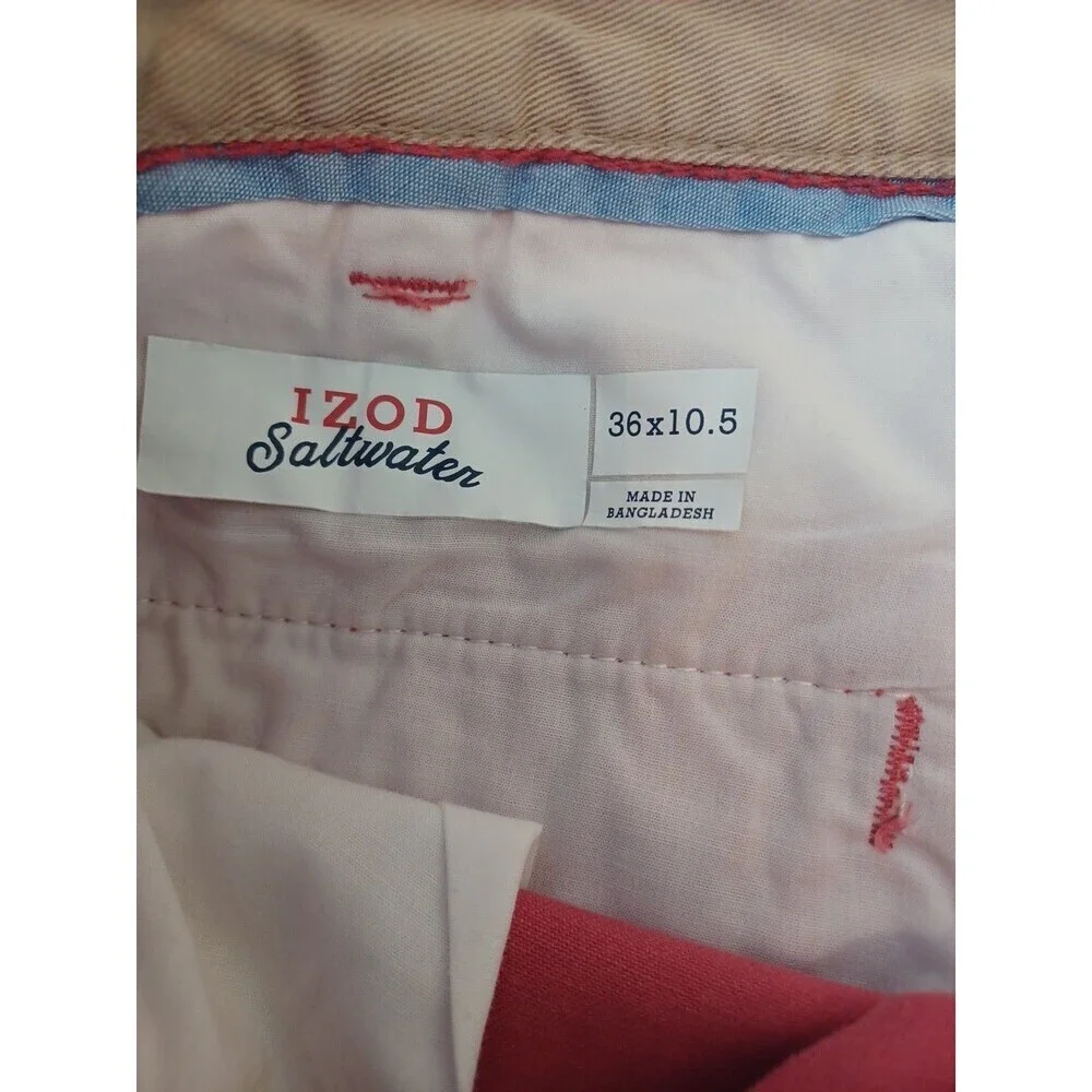 Izod red swordfish print shorts mens 36 cotton preppy beach coastal golf